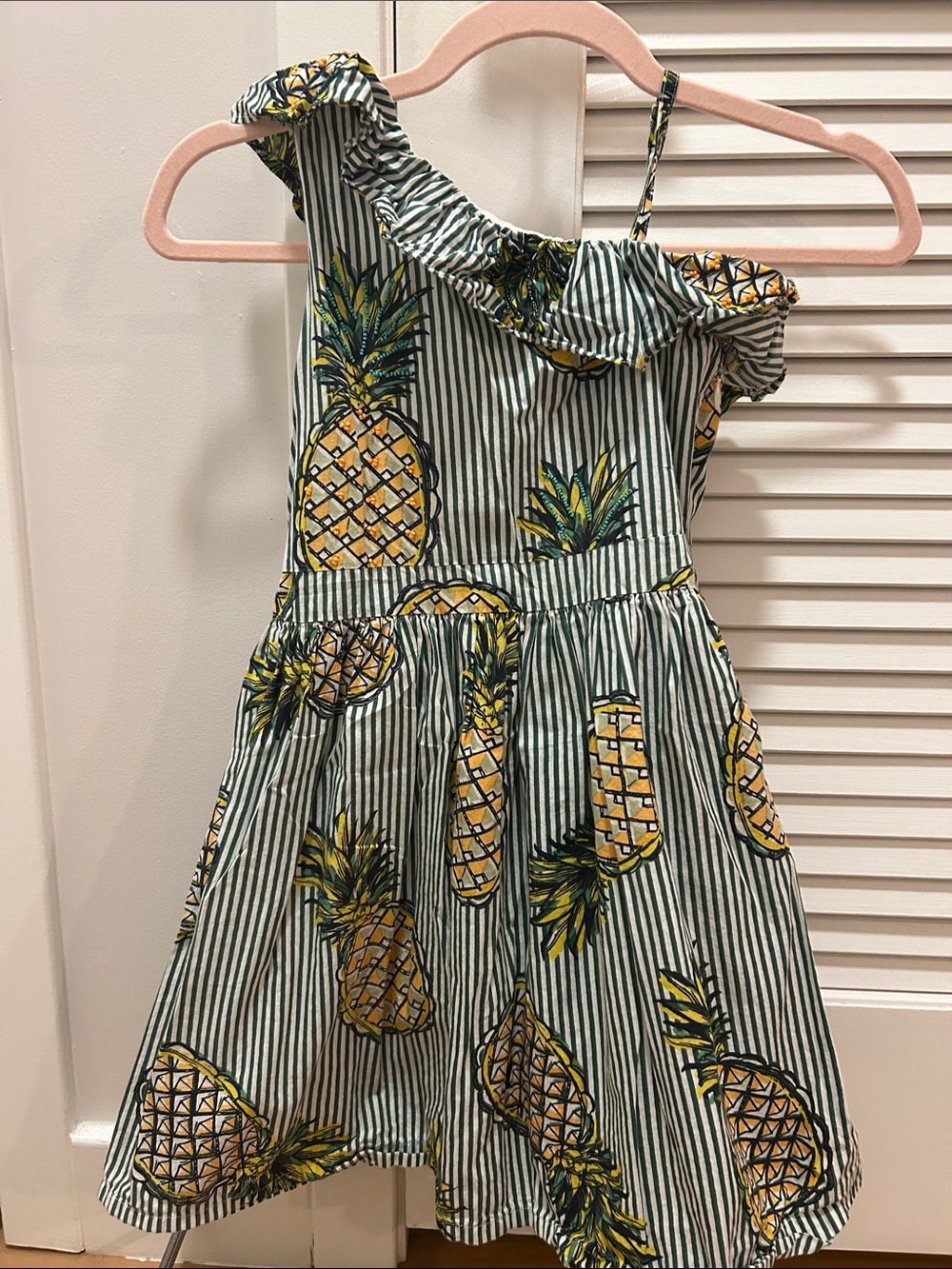 EUC Derhy Kids' Pineapple Print One-Shoulder Dress - Yellow/Green